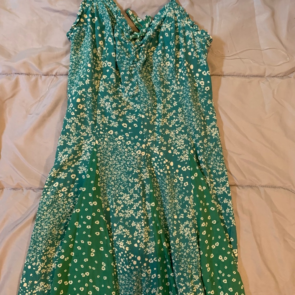 Green and white dress
